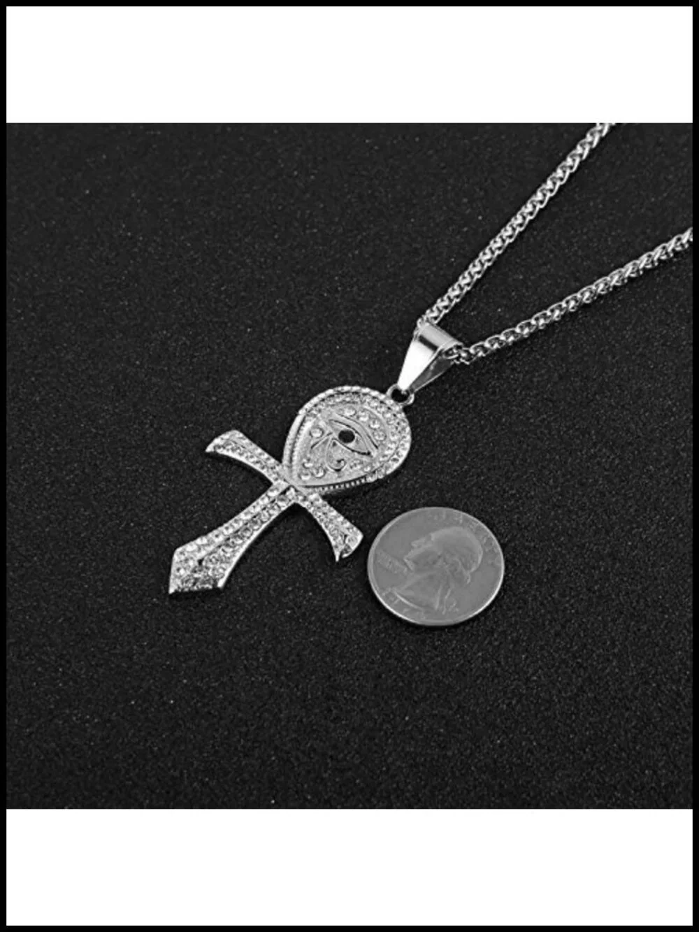 Egyptian Eye of Horus Ankh Cross Pendant Necklace Stainless Steel Religious